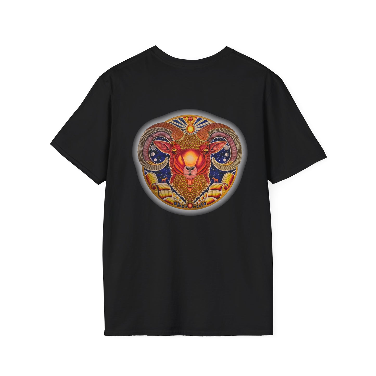 Aries Zodiac Softstyle T-Shirt - Hand-Drawn Celestial Design (Non-AI)