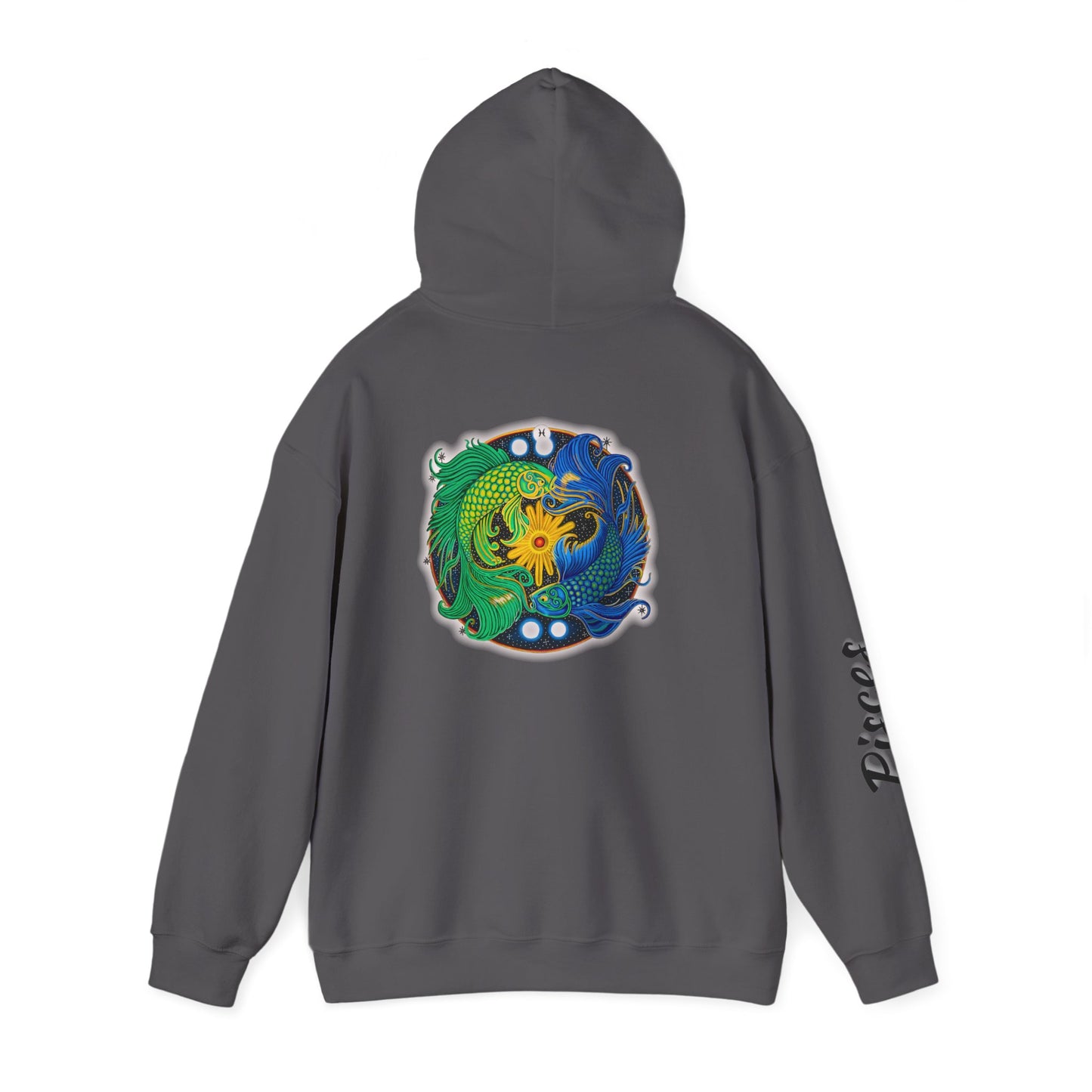 Pisces Zodiac Hoodie – Hand-Drawn Celestial Design (Non-AI)