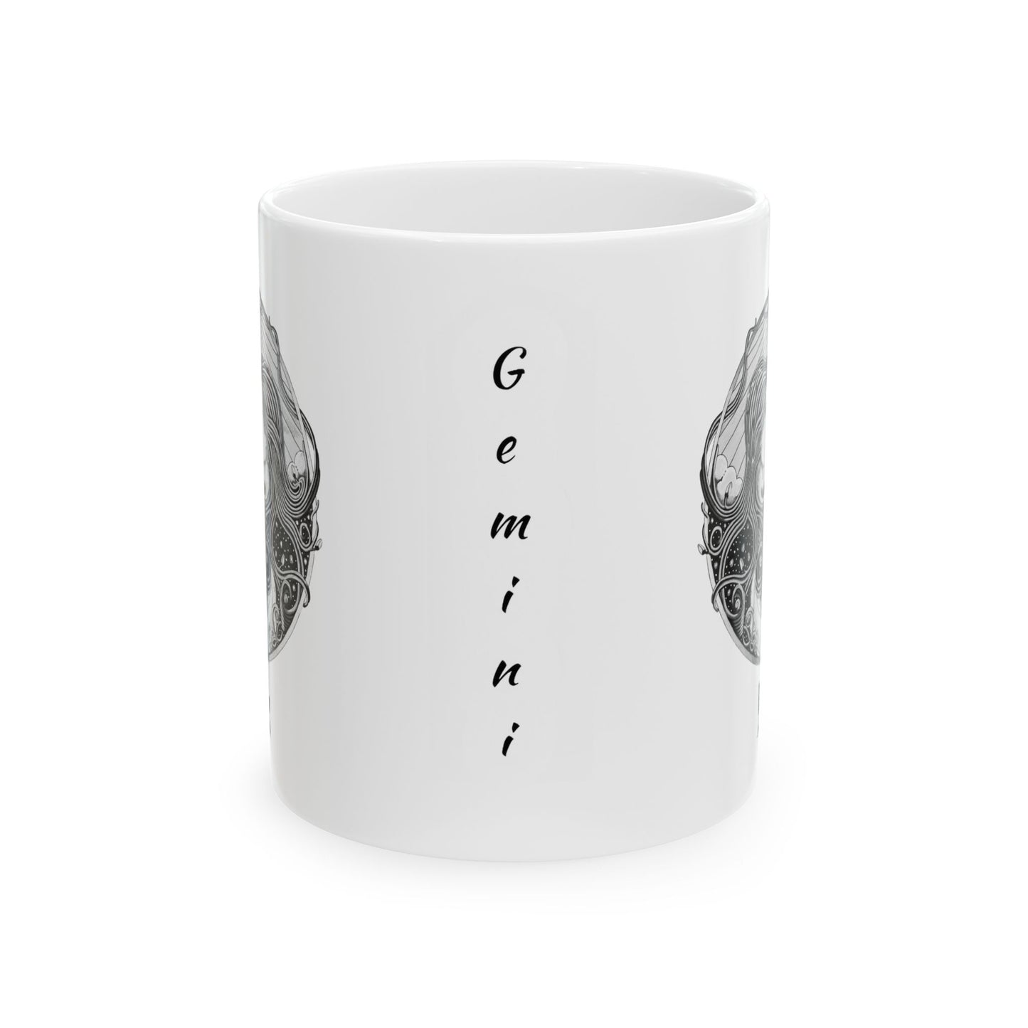 Gemini Zodiac Mug - Hand-Drawn Celestial Design (Non-AI) Universal