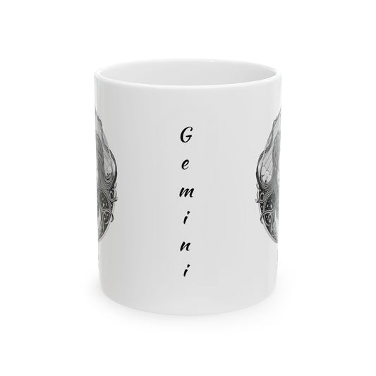 Gemini Zodiac Mug - Hand-Drawn Celestial Design (Non-AI) Universal