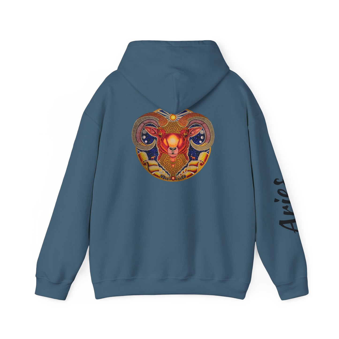 Aries Zodiac Hoodie - Hand-Drawn Celestial Design (Non-AI)