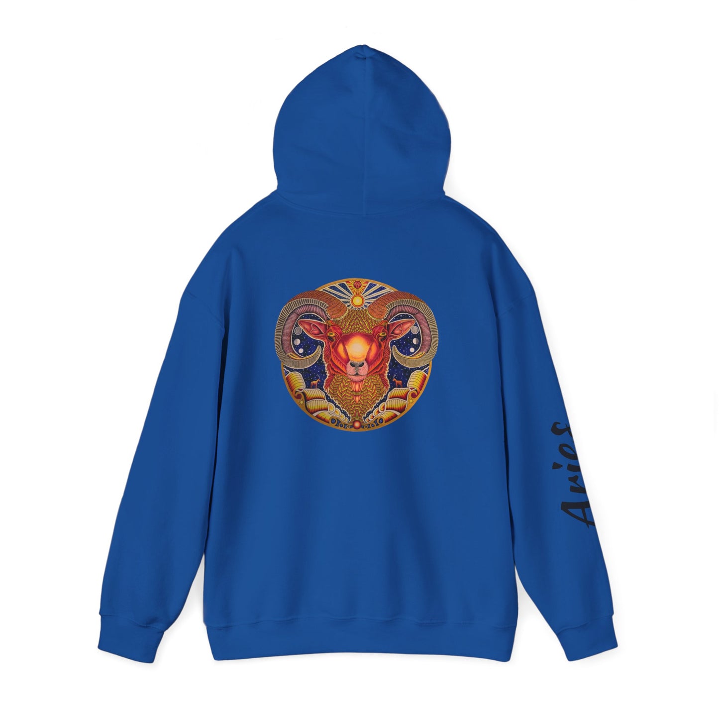 Aries Zodiac Hoodie - Hand-Drawn Celestial Design (Non-AI)
