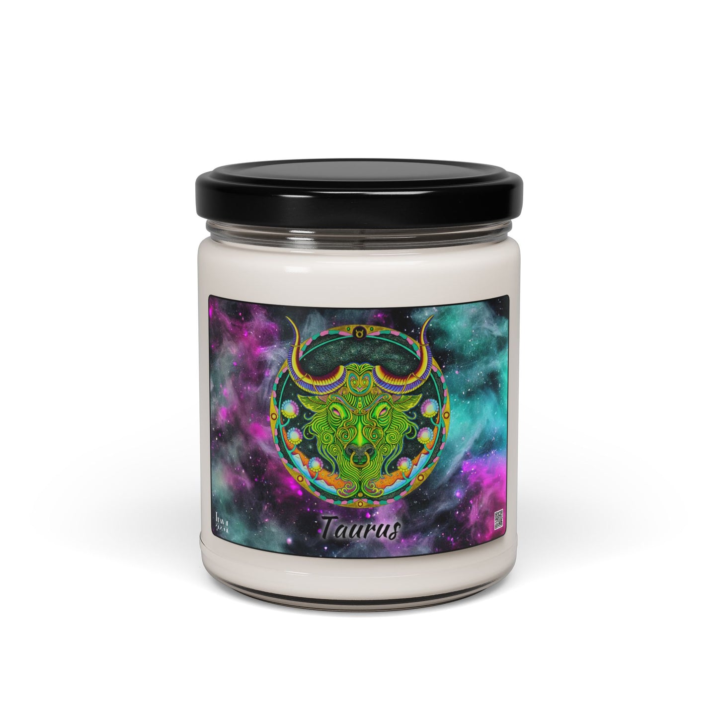 Taurus Zodiac Soy Candle 9oz - Hand-Drawn Celestial Design (Non-AI)