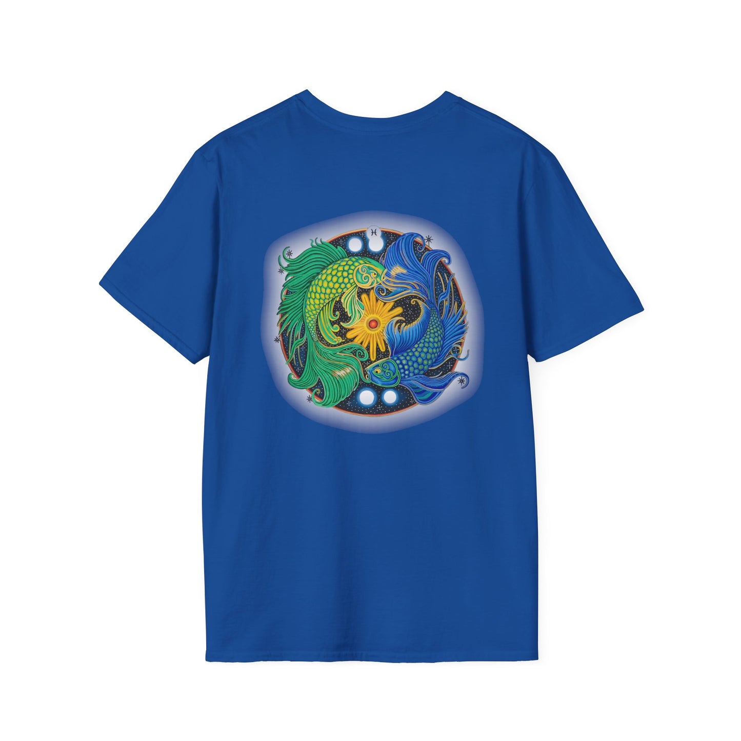 Pisces Zodiac SoftStyle T-Shirt - Hand-Drawn Celestial Design (Non-AI)