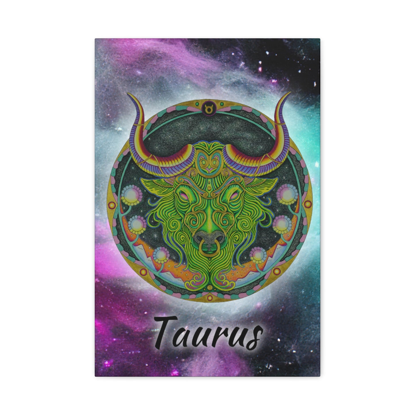 Taurus Zodiac Canvas Wall Art - Hand-Drawn Celestial Design (Non-AI)