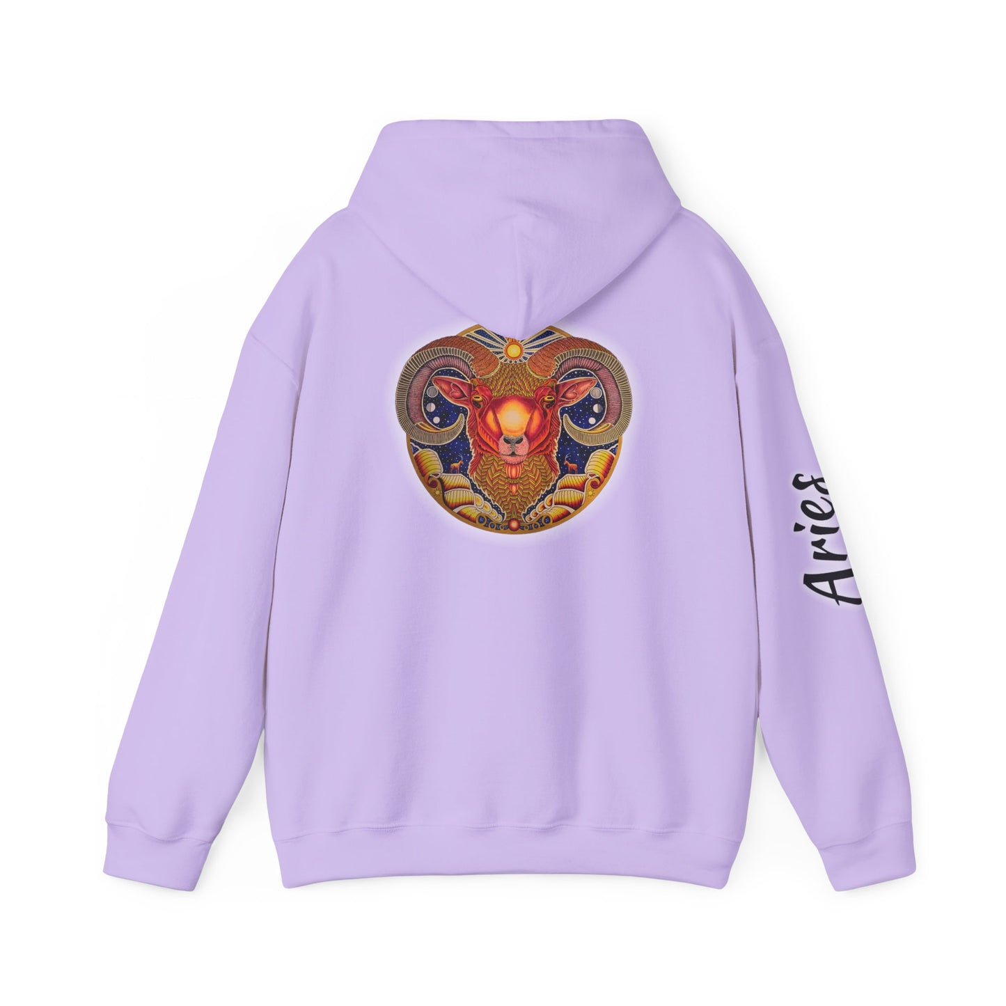 Aries Zodiac Hoodie - Hand-Drawn Celestial Design (Non-AI)