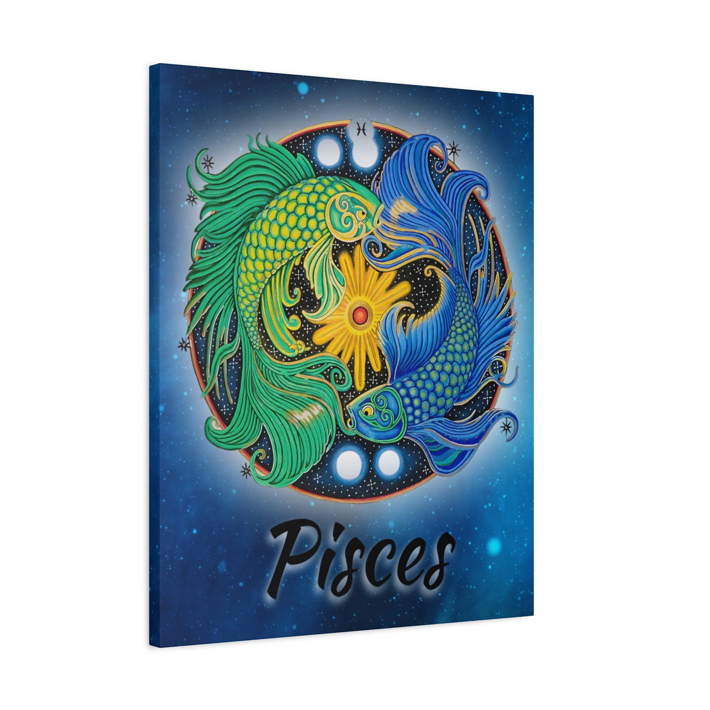 Pisces Zodiac Wall Art - Hand-Drawn Celestial Design (Non-AI)