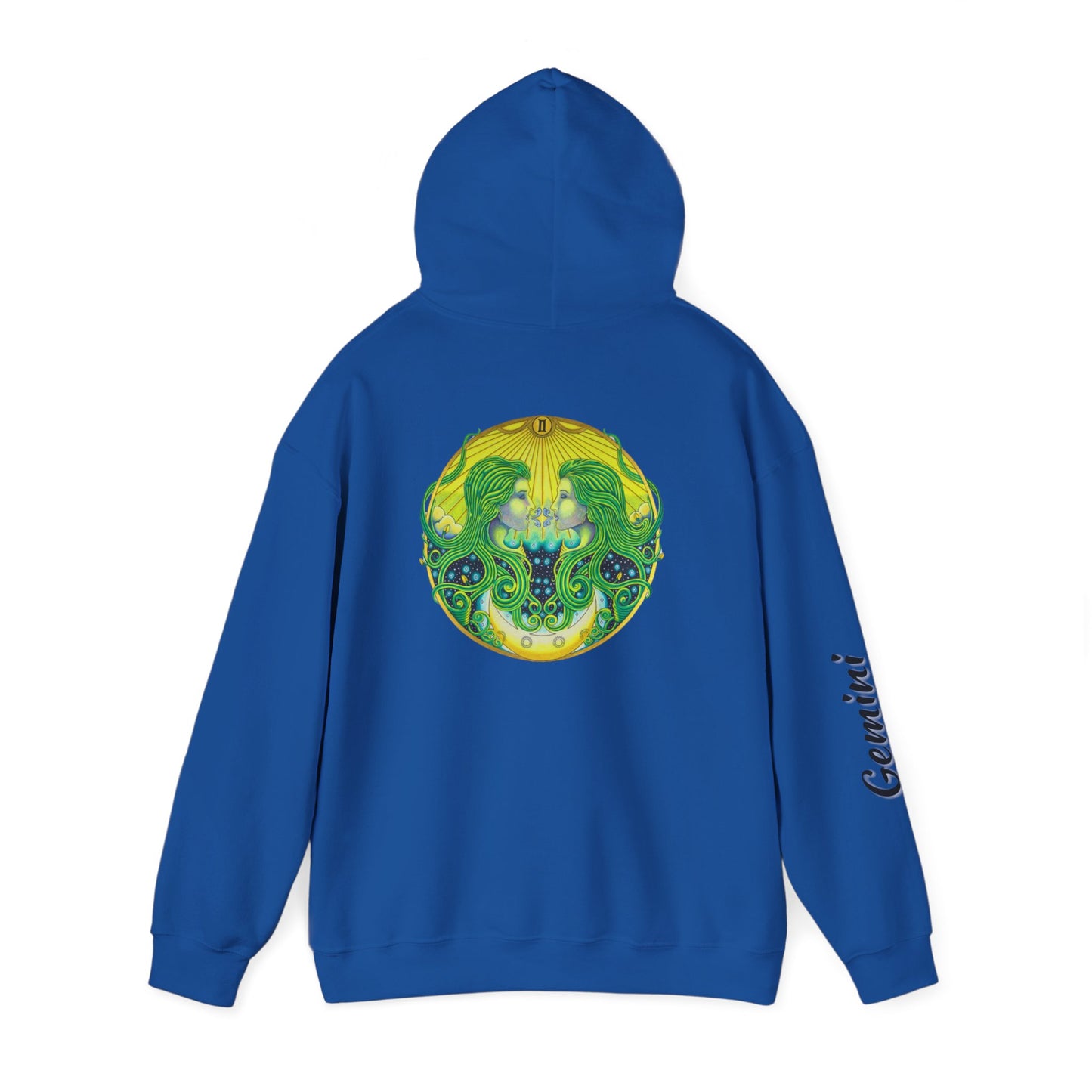 Gemini Zodiac Hoodie - Hand-Drawn Celestial Design (Non-AI)