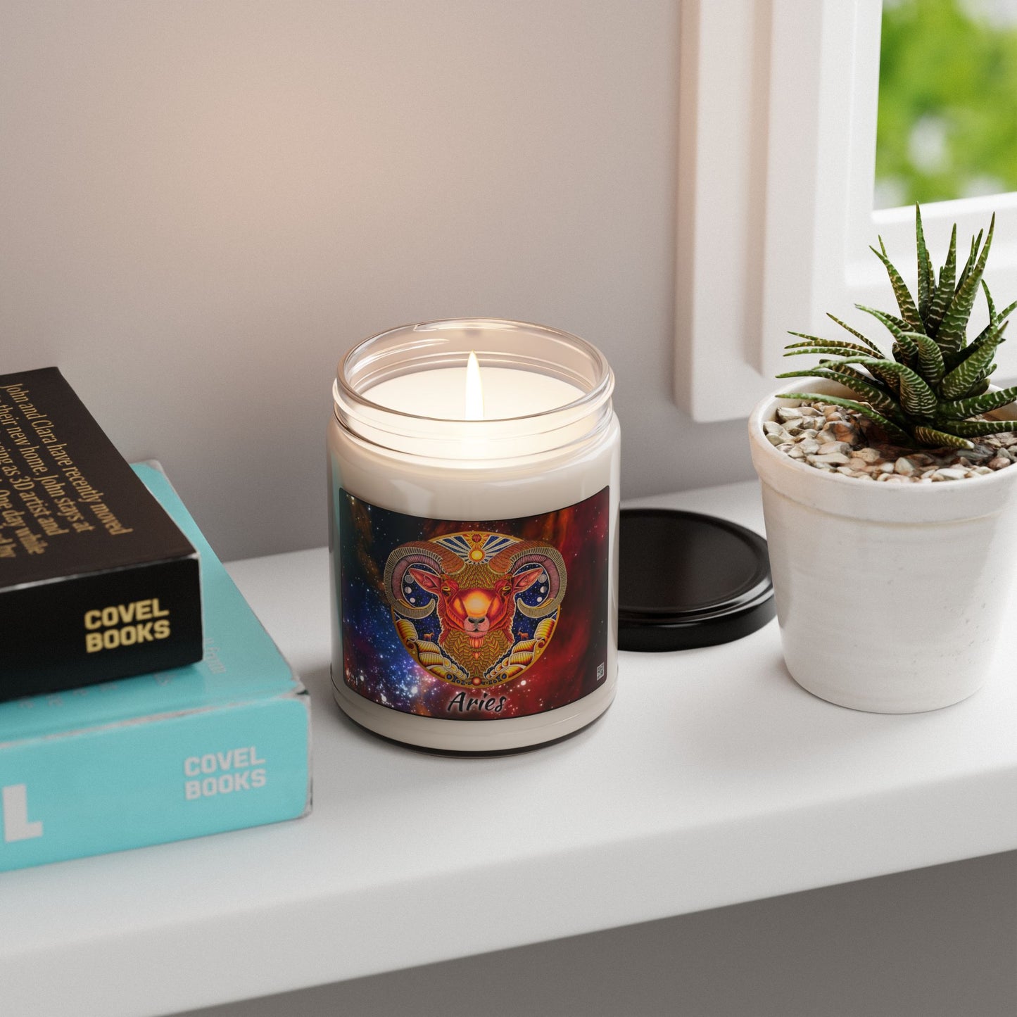 Aries Zodiac Soy Candle 9oz - Hand-Drawn Celestial Design (Non-AI)