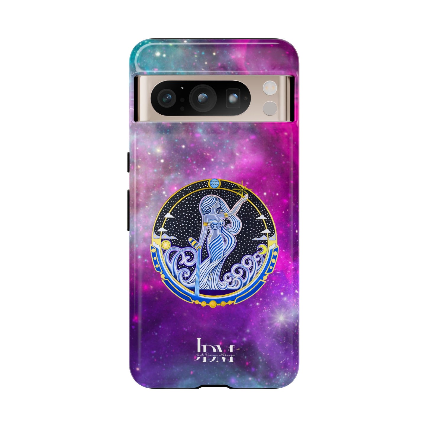 Aquarius Zodiac Tough Phone Case – Hand-Drawn Celestial Design (Non-AI)