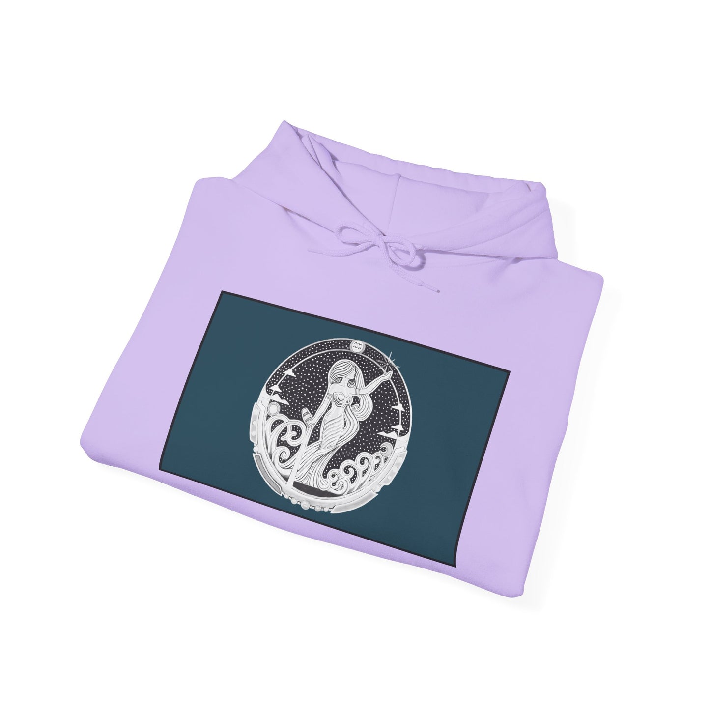 Aquarius Zodiac Hoodie – Hand-Drawn Celestial Design (Non-AI) Universal