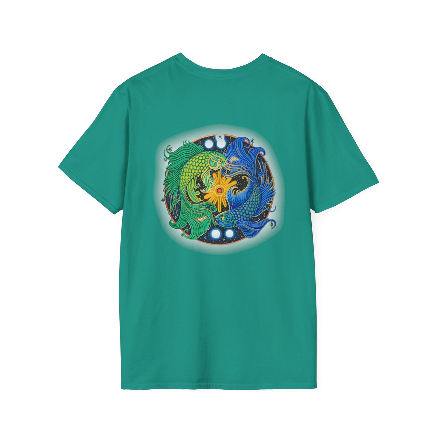 Pisces Zodiac SoftStyle T-Shirt - Hand-Drawn Celestial Design (Non-AI)