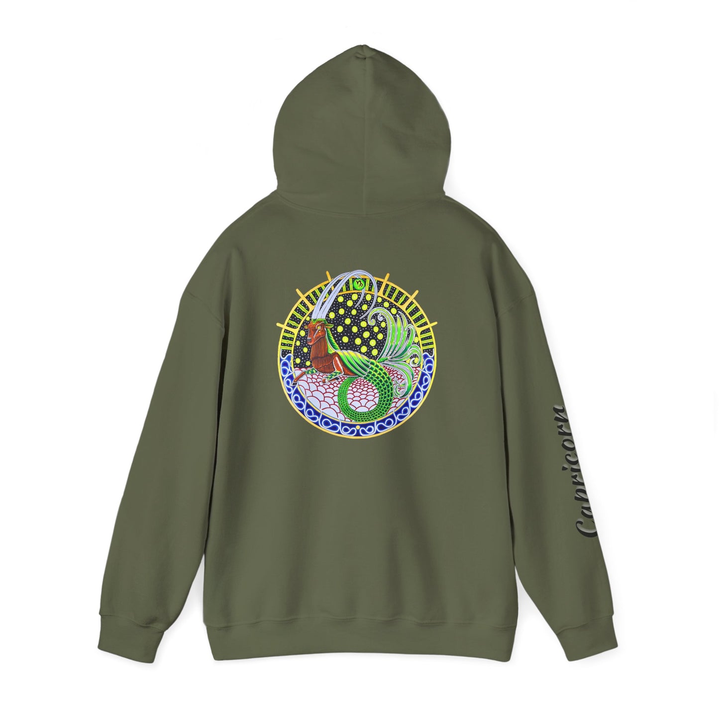 Capricorn Zodiac Hoodie – Hand-Drawn Celestial Design (Non-AI)