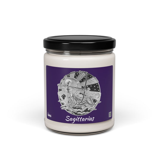 Hand-Drawn Aries Sagittarius Soy Candle | Astrology Horoscope | Celestial Scented Vegan Candle | Fire Sign Birthday Gift | Non-AI Original Art | Universal Decor