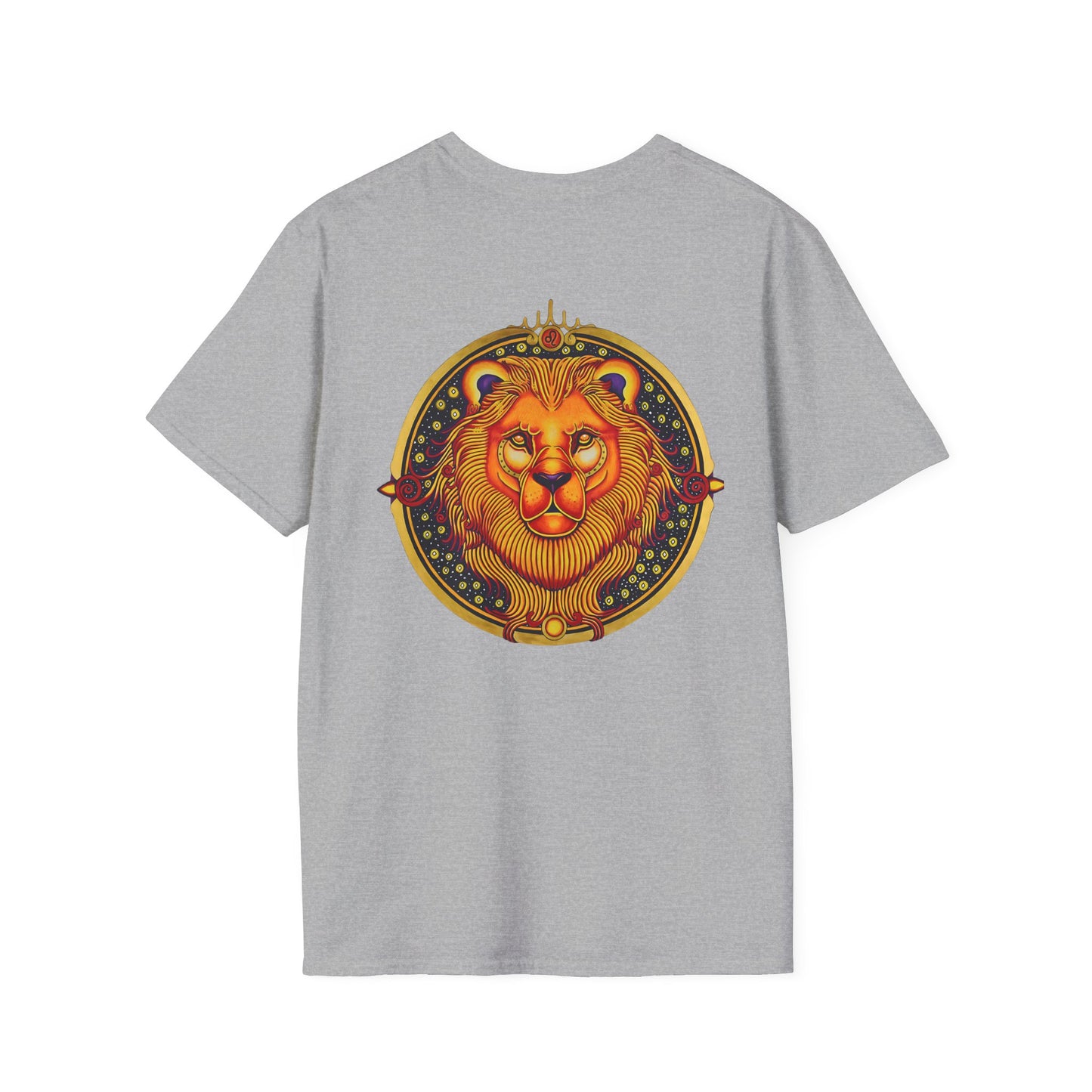 Leo Zodiac Crew Neck T-Shirt – Hand-Drawn Celestial Design (Non-AI)