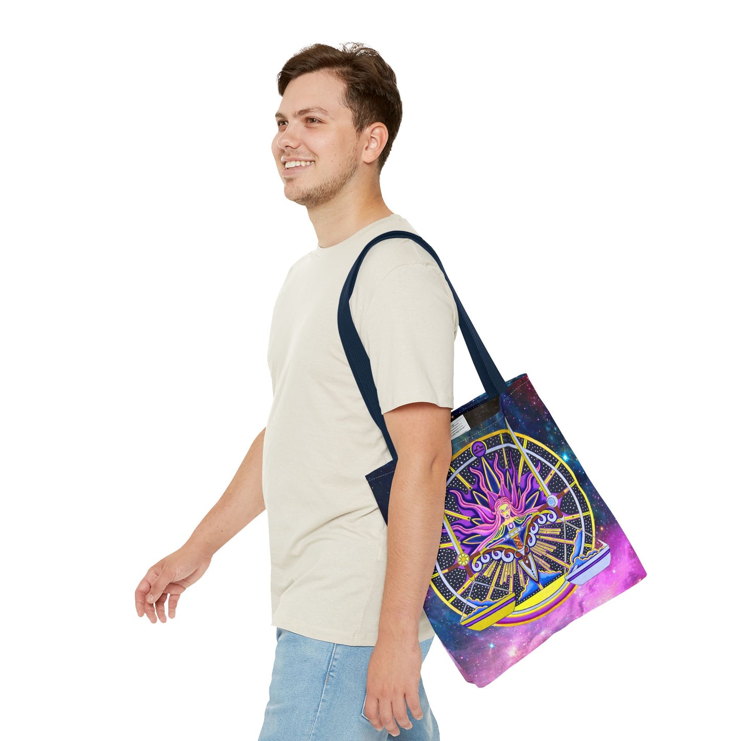 Libra Zodiac Tote Bag - Hand-Drawn Celestial Design (Non-AI)