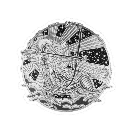 Sagittarius Zodiac Kiss-Cut Sticker - Hand-Drawn Celestial Design (Non-AI) Universal