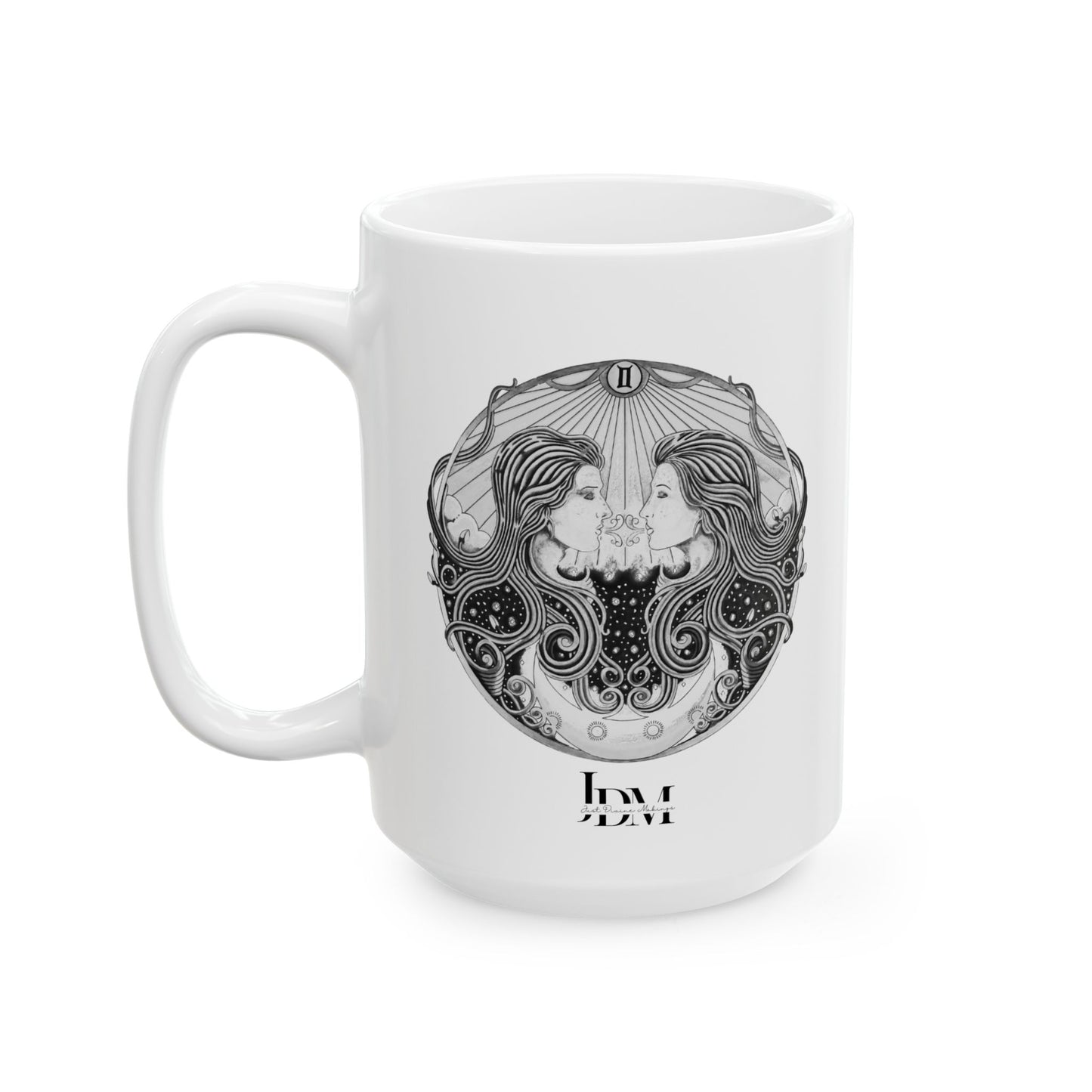Gemini Zodiac Mug - Hand-Drawn Celestial Design (Non-AI) Universal