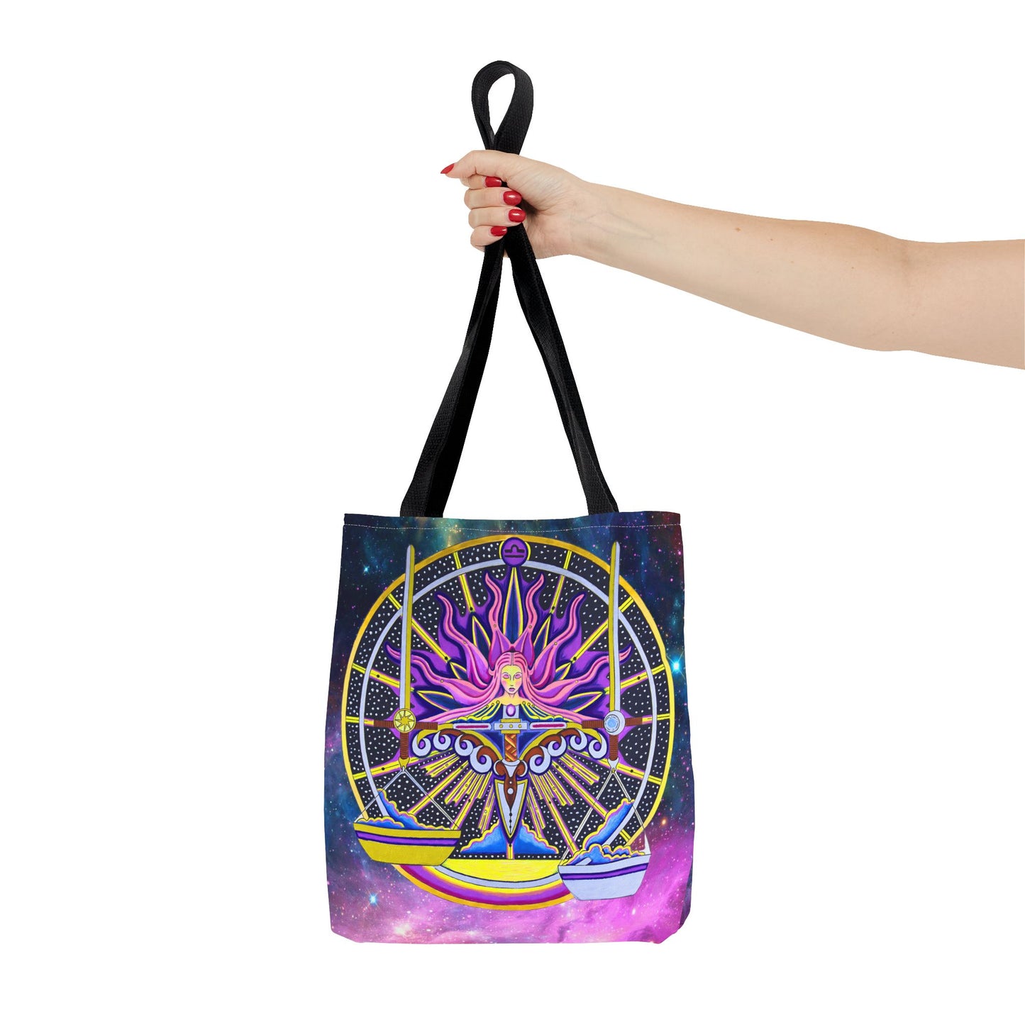 Libra Zodiac Tote Bag - Hand-Drawn Celestial Design (Non-AI)