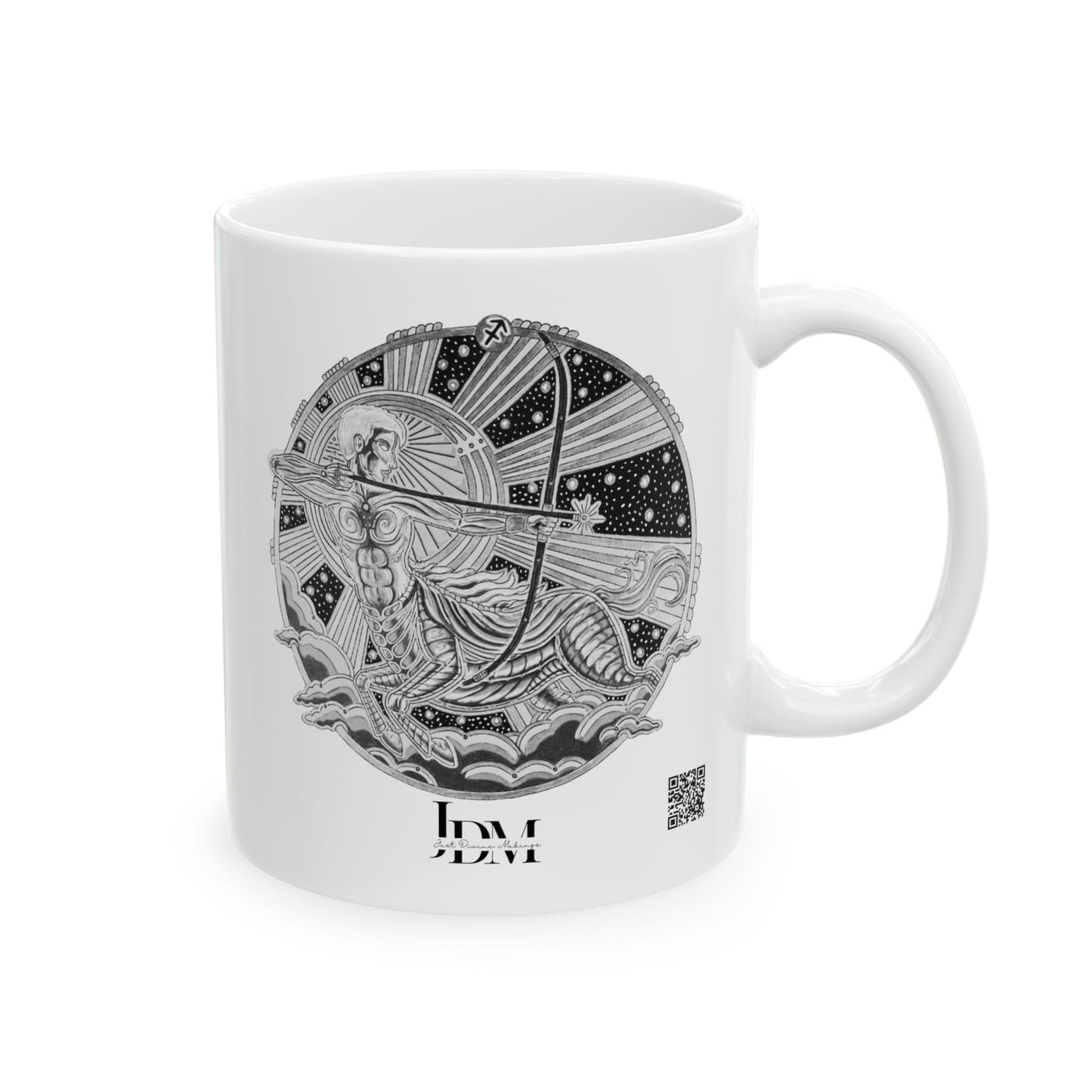 Sagittarius Zodiac Mug – Hand-Drawn Celestial Design (Non-AI) Universal