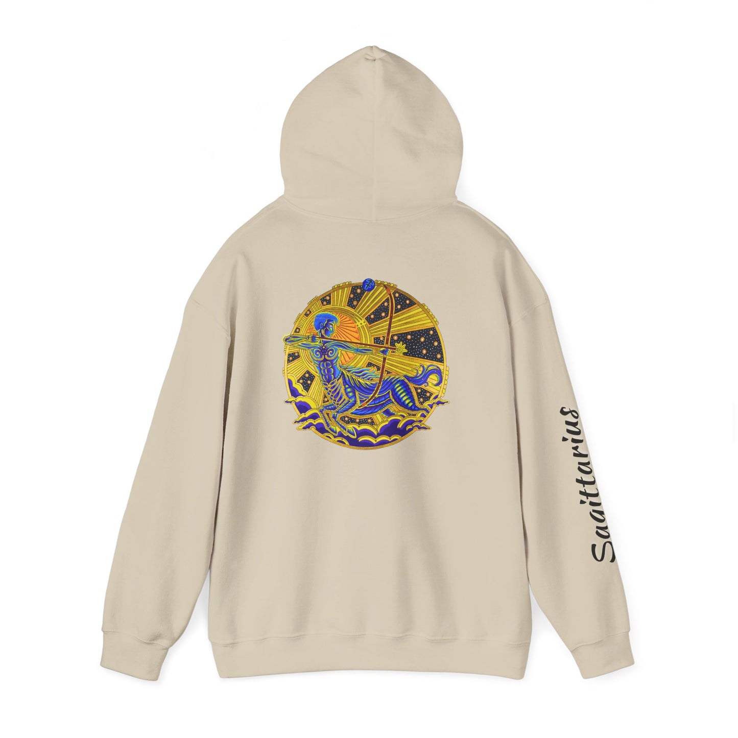 Sagittarius Zodiac Hoodie – Hand-Drawn Celestial Design (Non-AI)