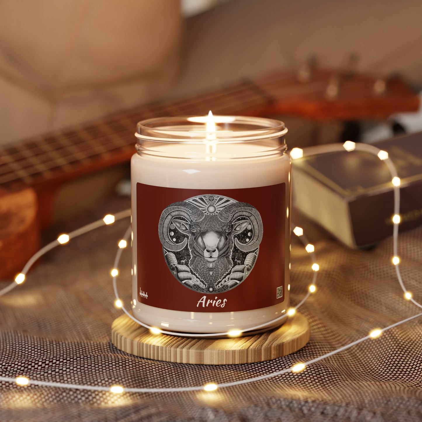 Hand-Drawn Aries Zodiac Soy Candle | Astrology Horoscope | Celestial Scented Vegan Candle | Fire Sign Birthday Gift | Non-AI Original Art | Universal Decor