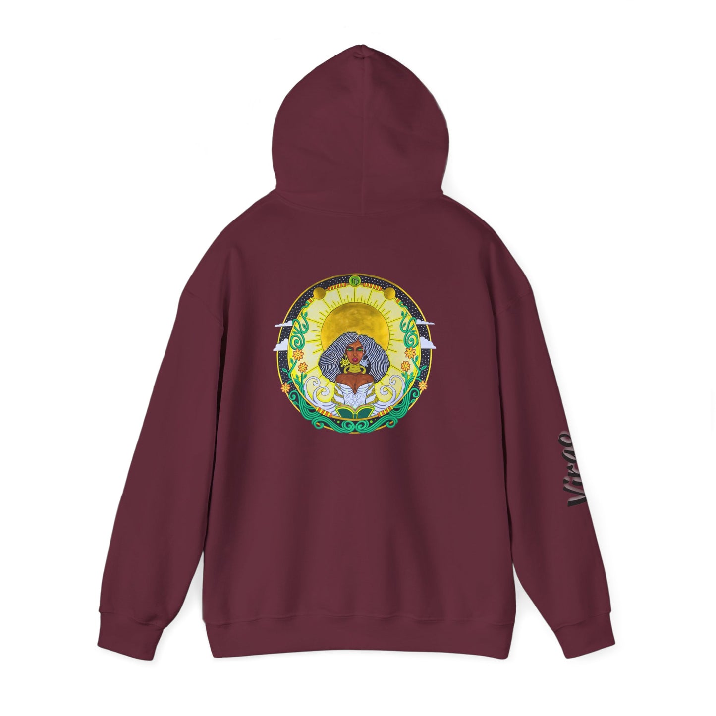 Virgo Zodiac Hoodie – Hand-Drawn Celestial Design (Non-AI)