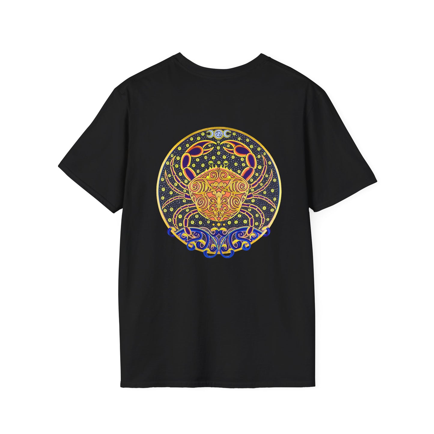 Cancer Zodiac Crew Neck T-Shirt – Hand-Drawn Celestial Design (Non-AI)