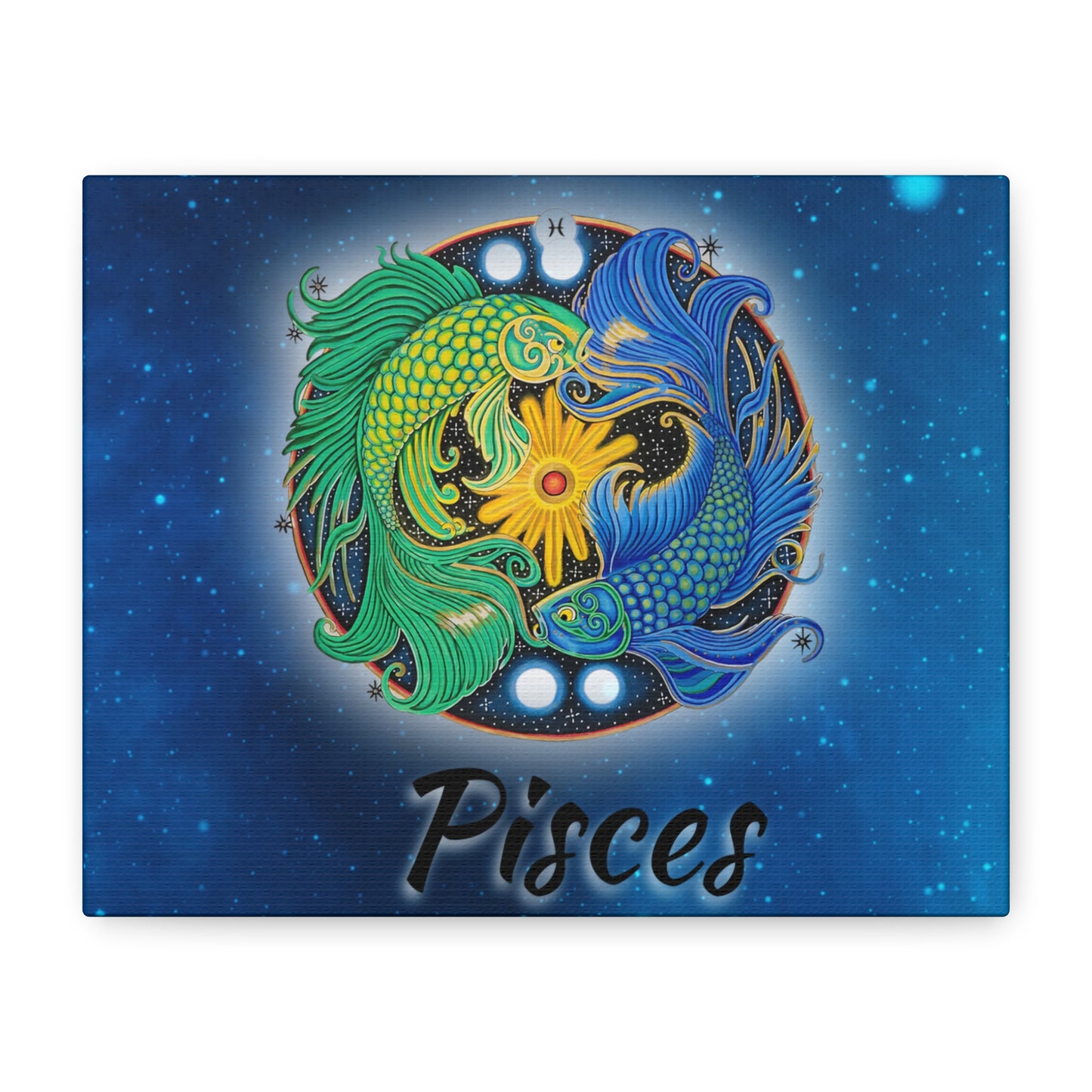 Pisces Zodiac Wall Art - Hand-Drawn Celestial Design (Non-AI)