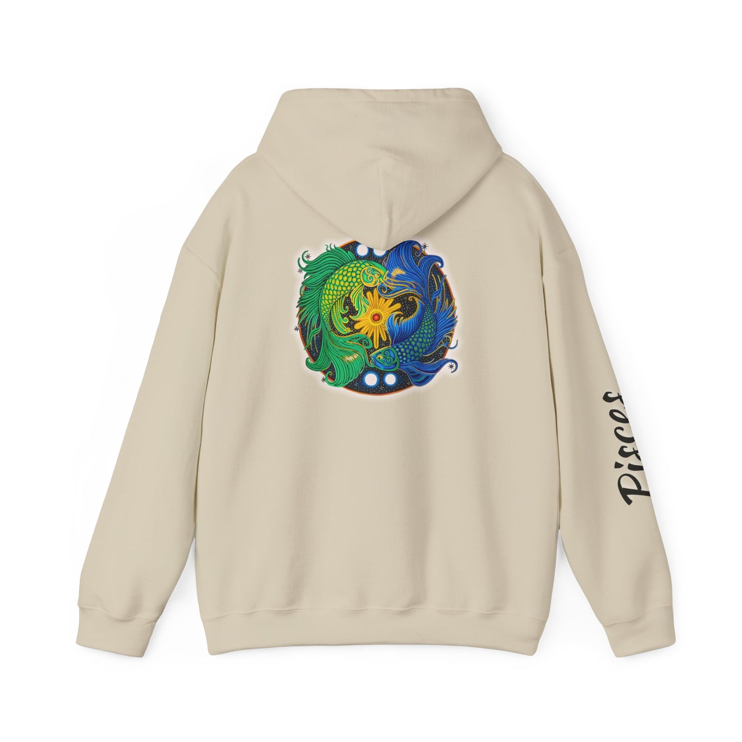 Pisces Zodiac Hoodie – Hand-Drawn Celestial Design (Non-AI)
