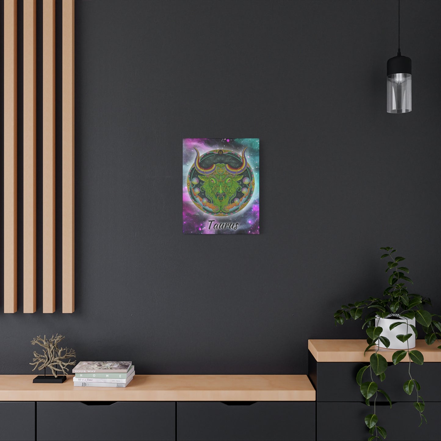 Taurus Zodiac Canvas Wall Art - Hand-Drawn Celestial Design (Non-AI)