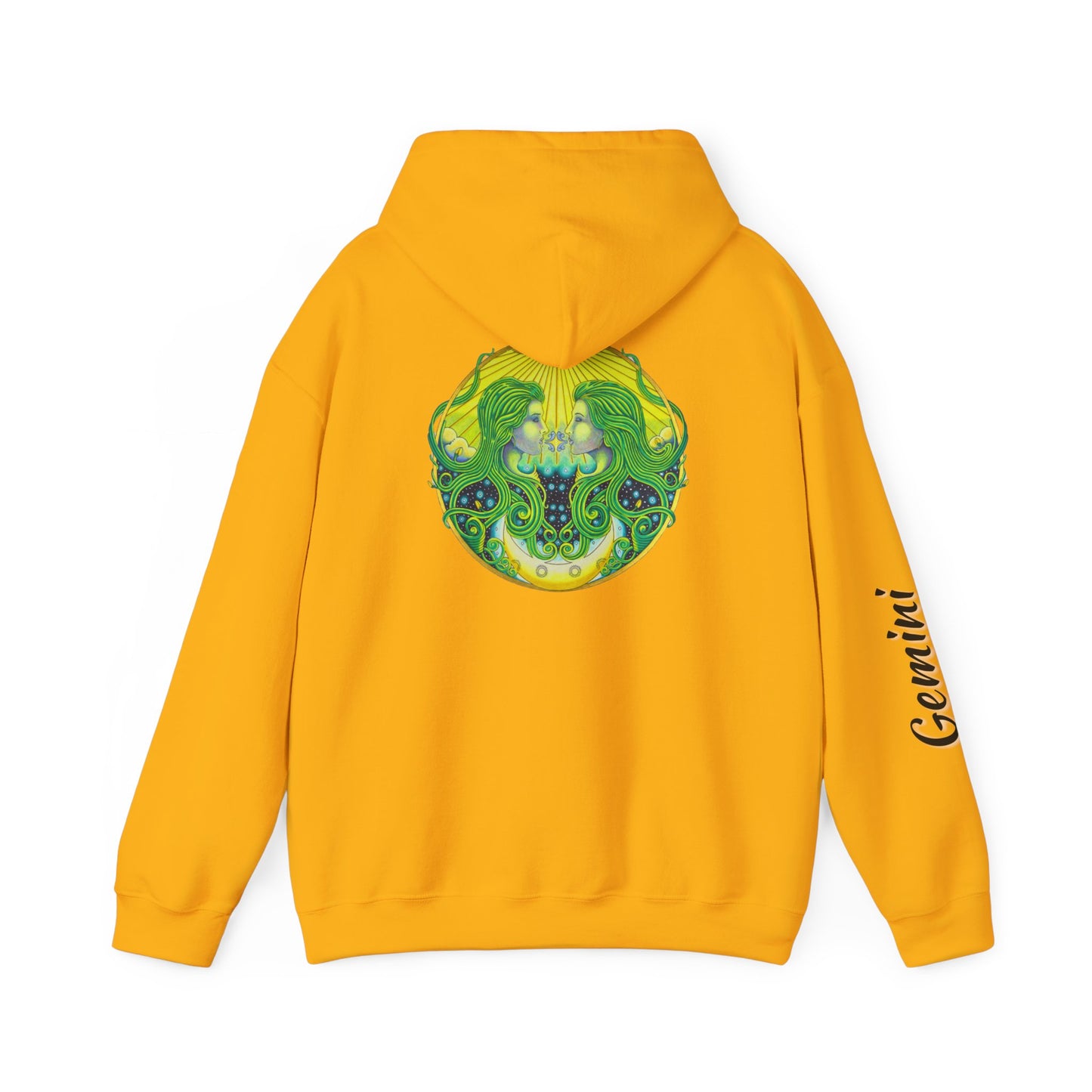 Gemini Zodiac Hoodie - Hand-Drawn Celestial Design (Non-AI)