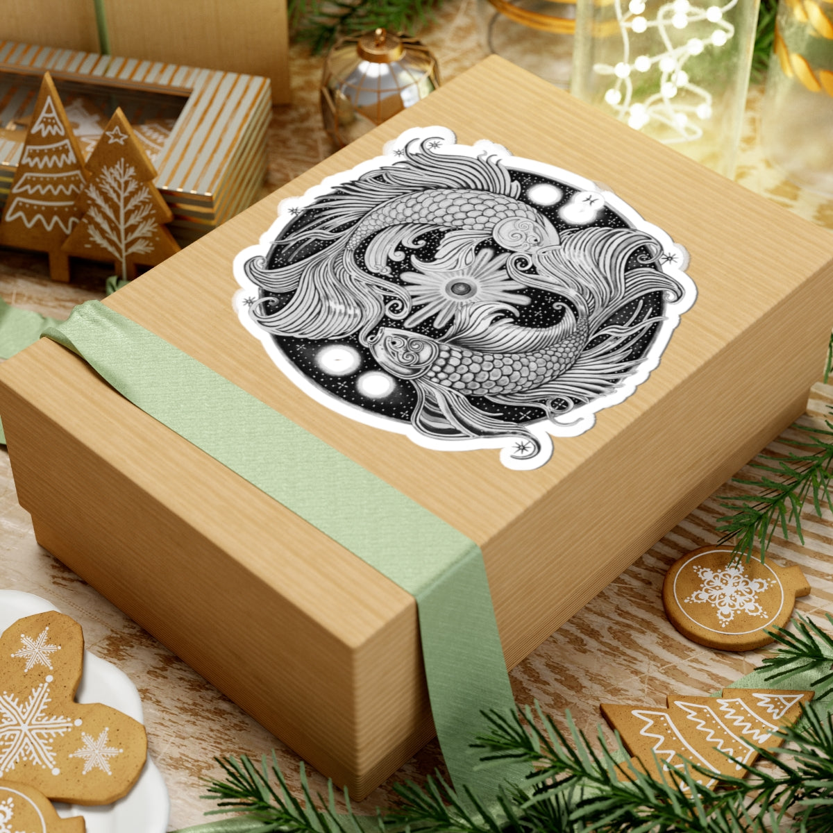 Pisces Zodiac Kiss-Cut Sticker - Hand-Drawn Celestial Design (Non-AI) Universal