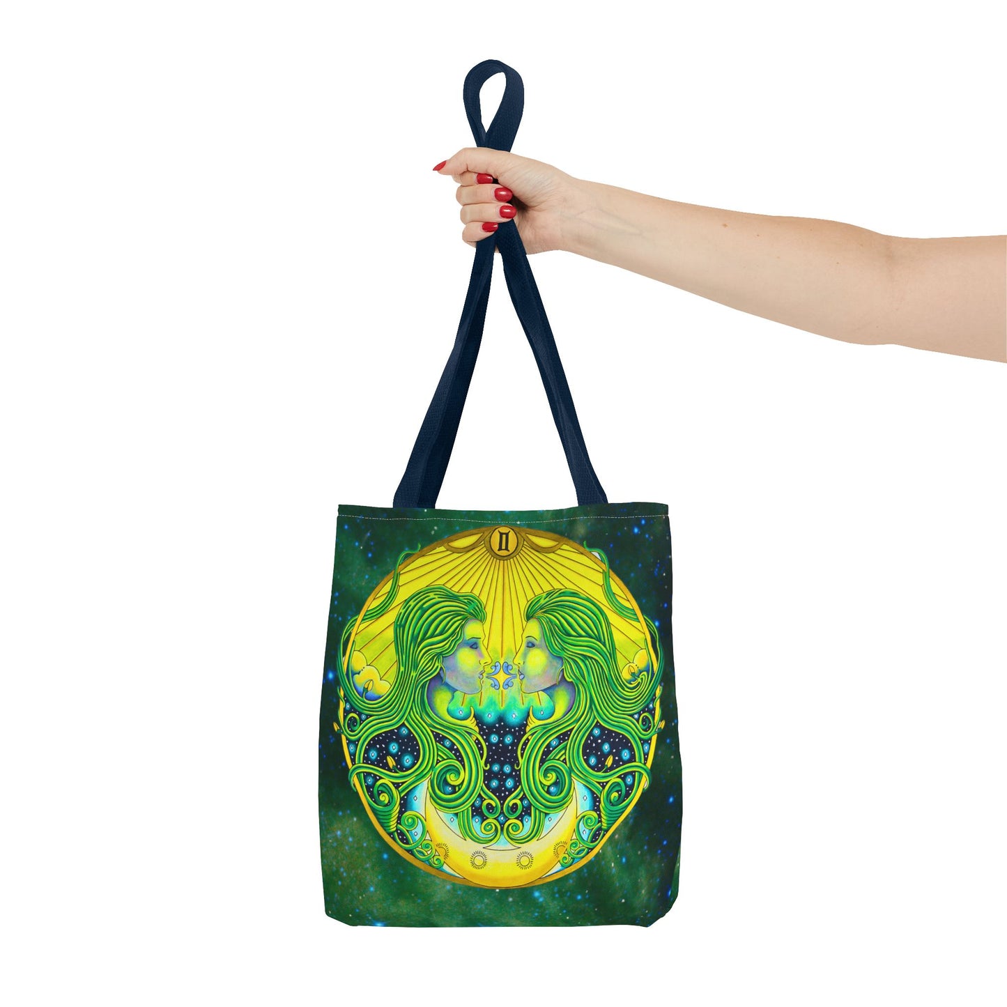 Gemini Zodiac Tote Bag - Hand-Drawn Celestial Design (Non-AI)