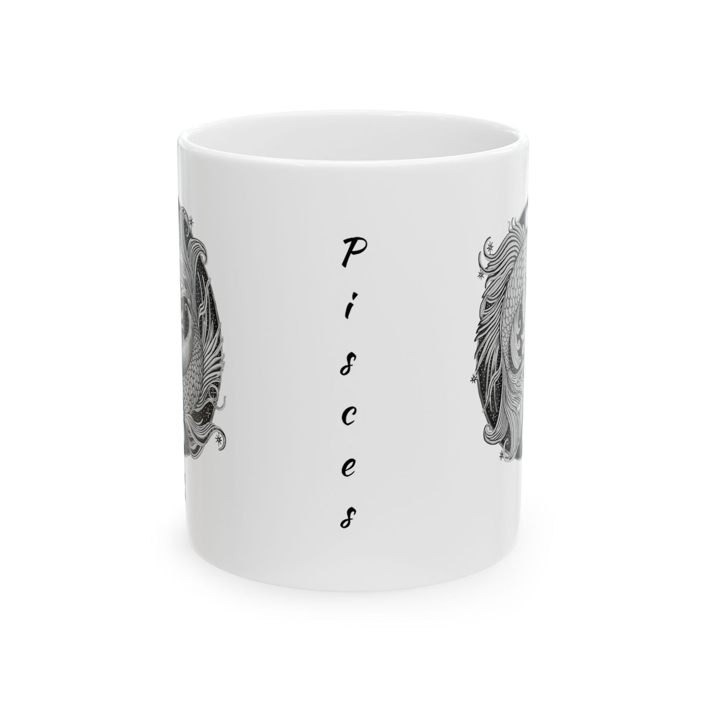 Pisces Zodiac Mug - Hand-Drawn Celestial Design (Non-AI) Universal