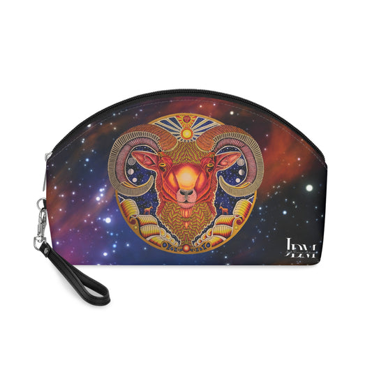 Aries Zodiac Makeup Bag – Hand-Drawn Celestial Design (Non-AI)