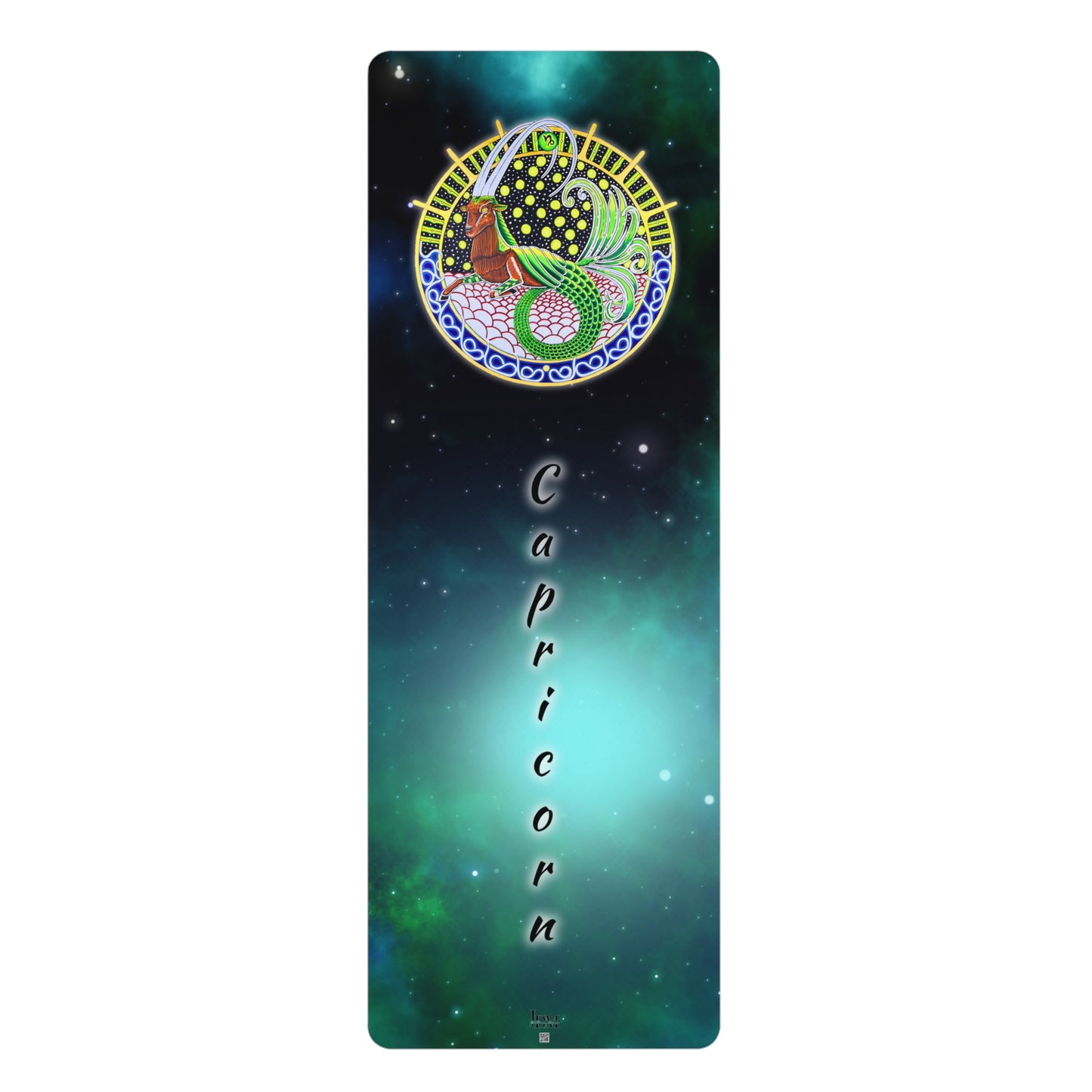 Capricorn Zodiac Rubber Yoga Mat — Celestial Goat Astrology Design
