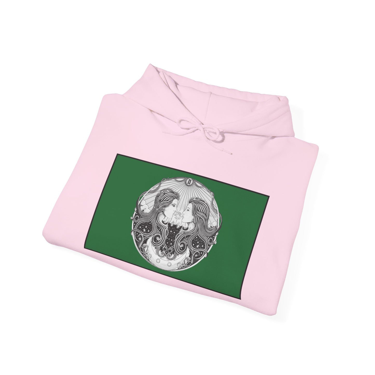 Gemini Zodiac Hoodie - Hand-Drawn Celestial Design (Non-AI) Universal