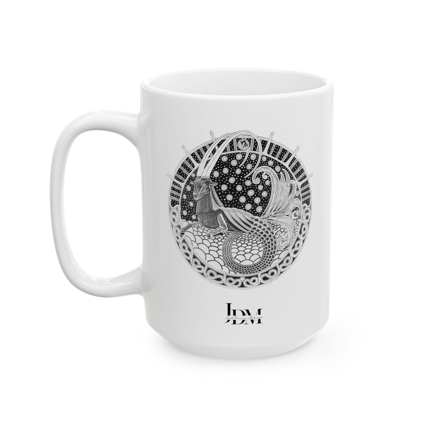 Capricorn Zodiac Mug – Hand-Drawn Celestial Design (Non-AI) Universal