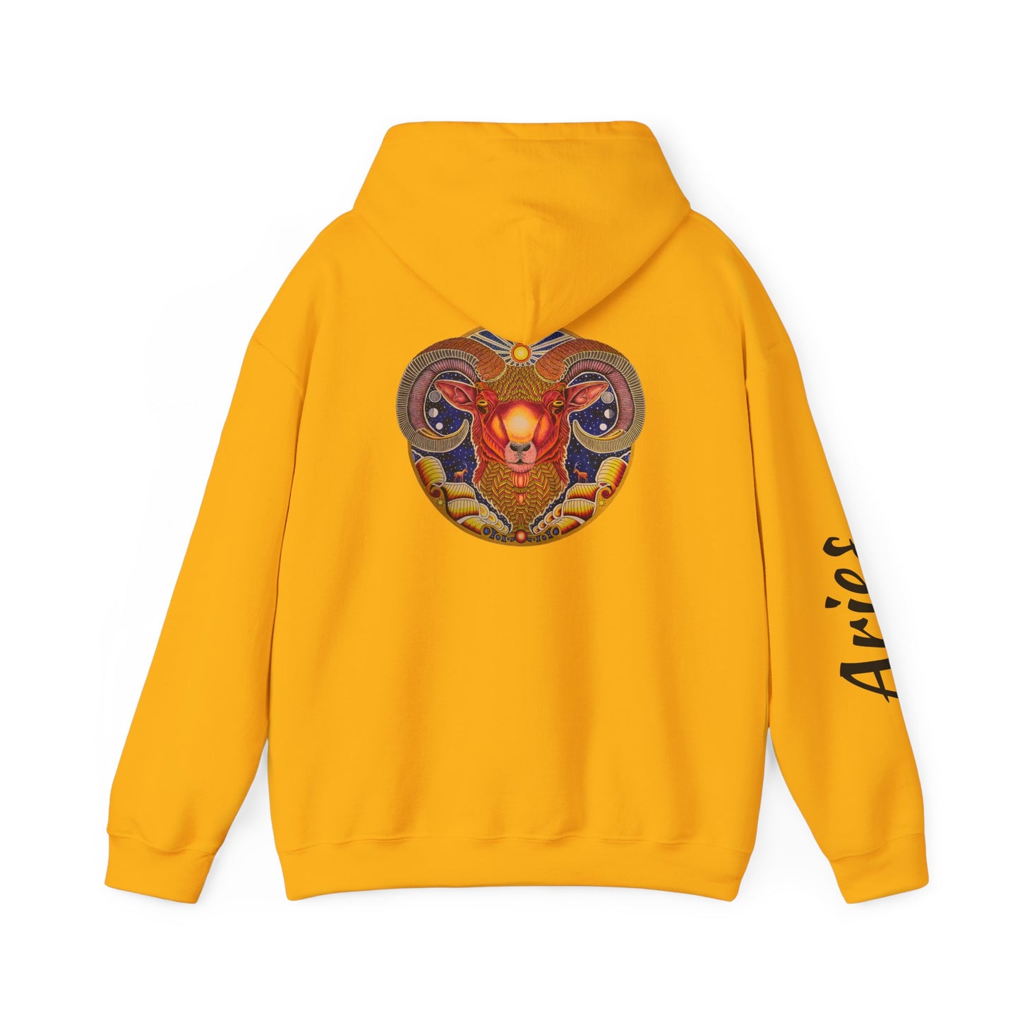 Aries Zodiac Hoodie - Hand-Drawn Celestial Design (Non-AI)
