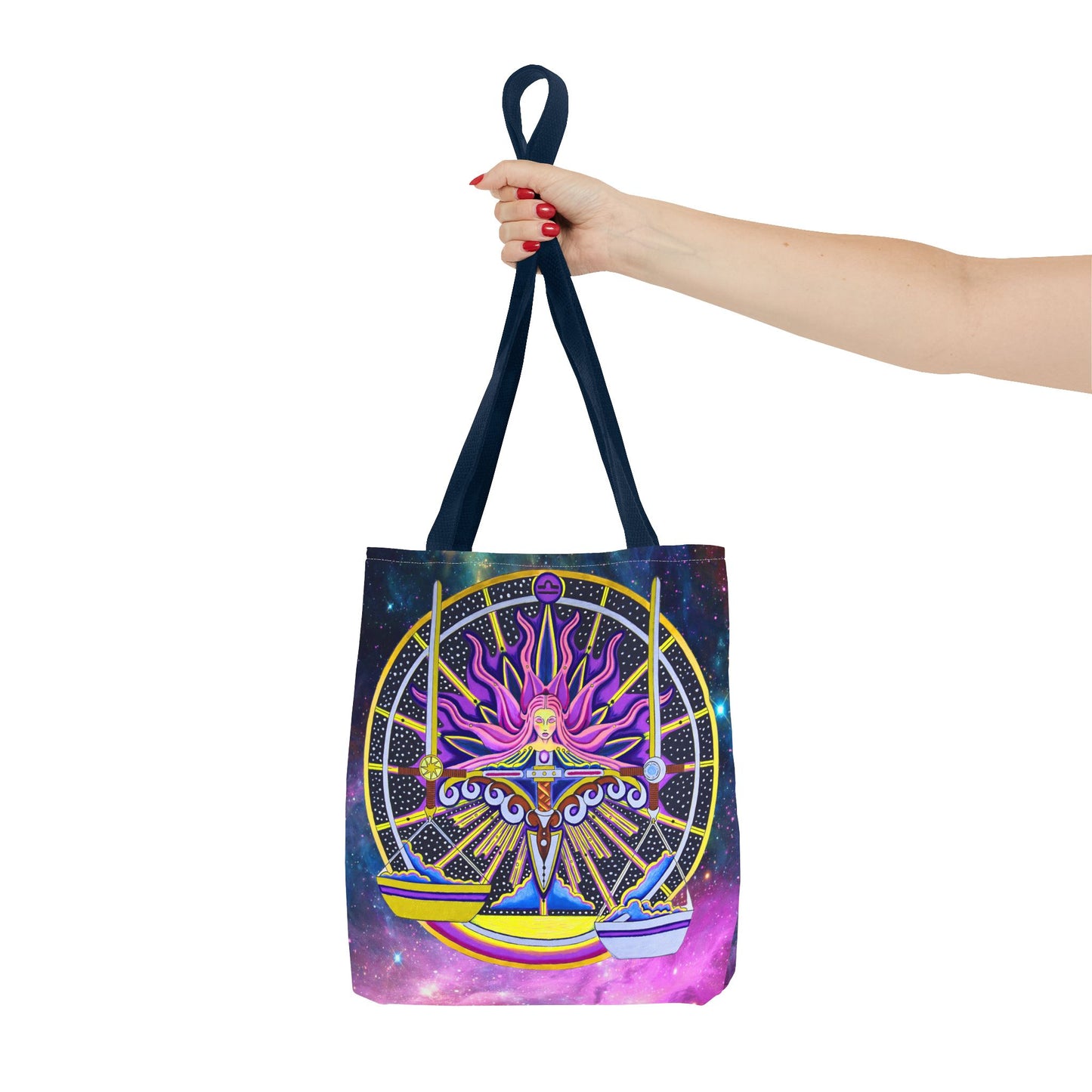 Libra Zodiac Tote Bag - Hand-Drawn Celestial Design (Non-AI)
