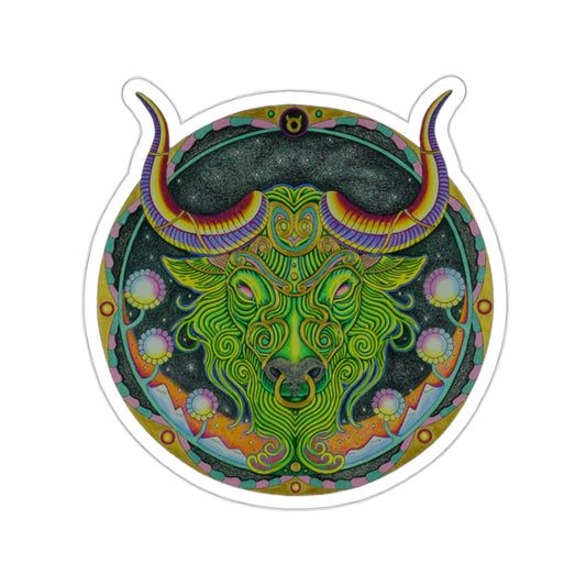 Taurus Zodiac Kiss-Cut Sticker - Hand-Drawn Celestial Design (Non-AI)