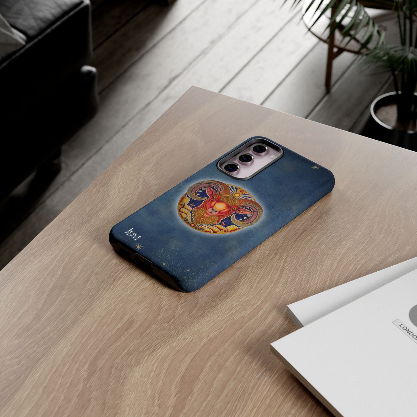 Aries Zodiac Phone Case - Hand-Drawn Celestial Design (Non-AI)