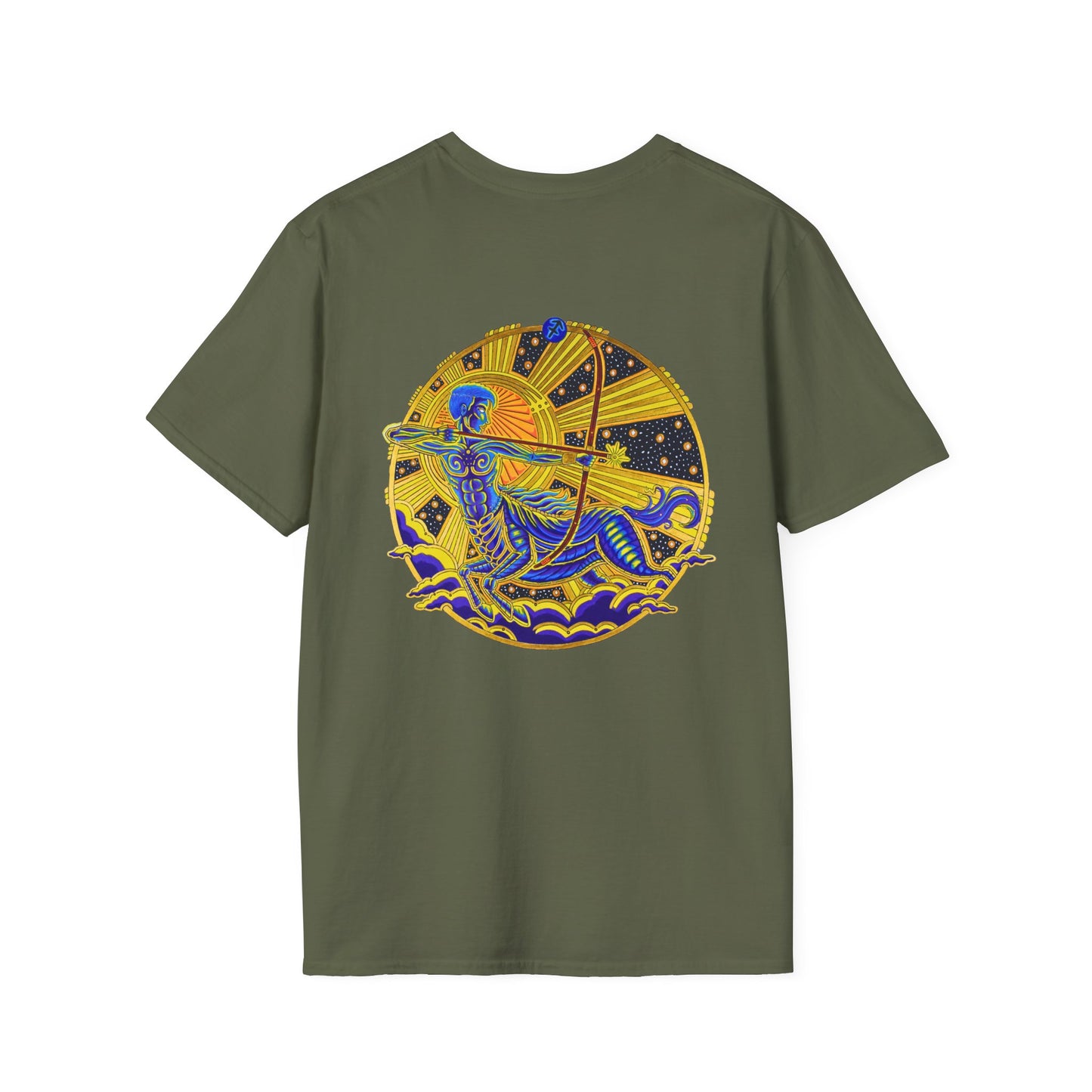 Sagittarius Zodiac Crew Neck T-Shirt – Hand-Drawn Celestial Design (Non-AI)