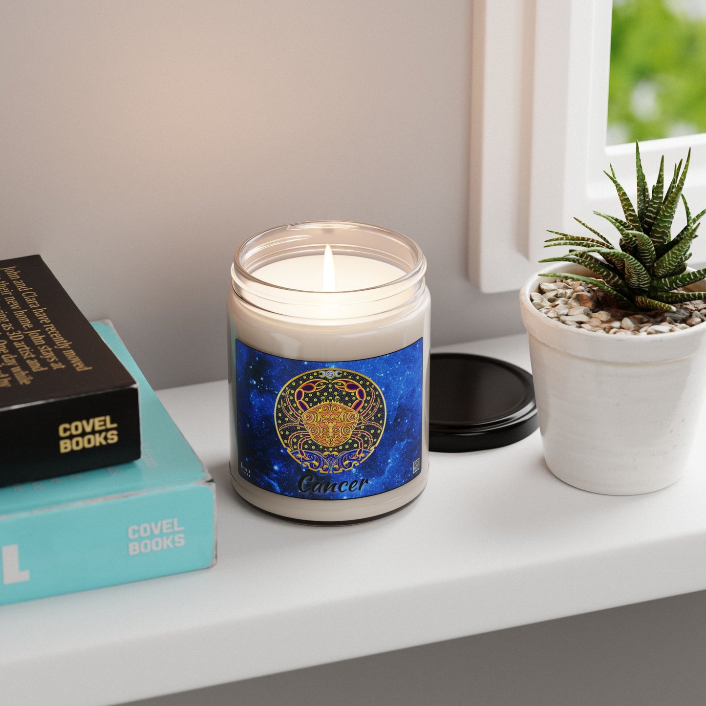 Cancer Zodiac Soy Candle – Hand-Drawn Celestial Design (Non-AI)