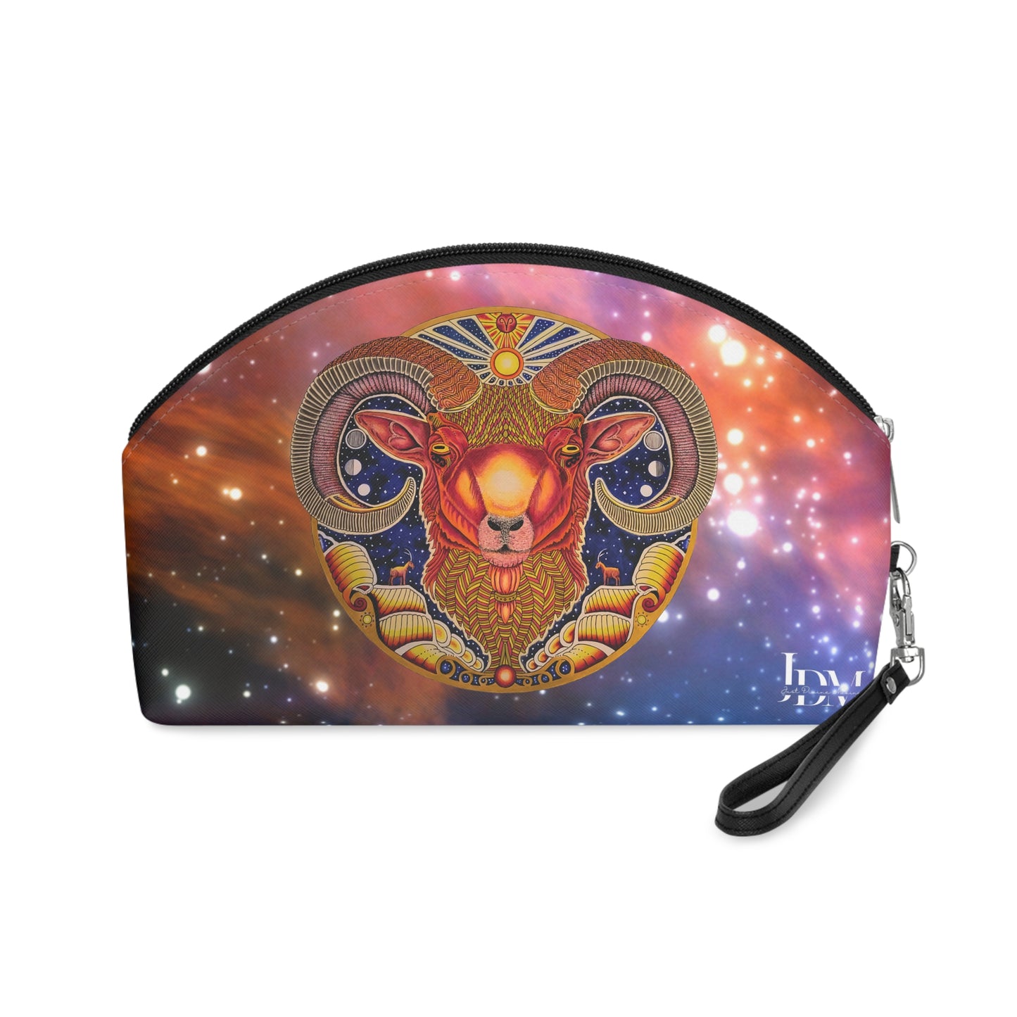 Aries Zodiac Makeup Bag – Hand-Drawn Celestial Design (Non-AI)