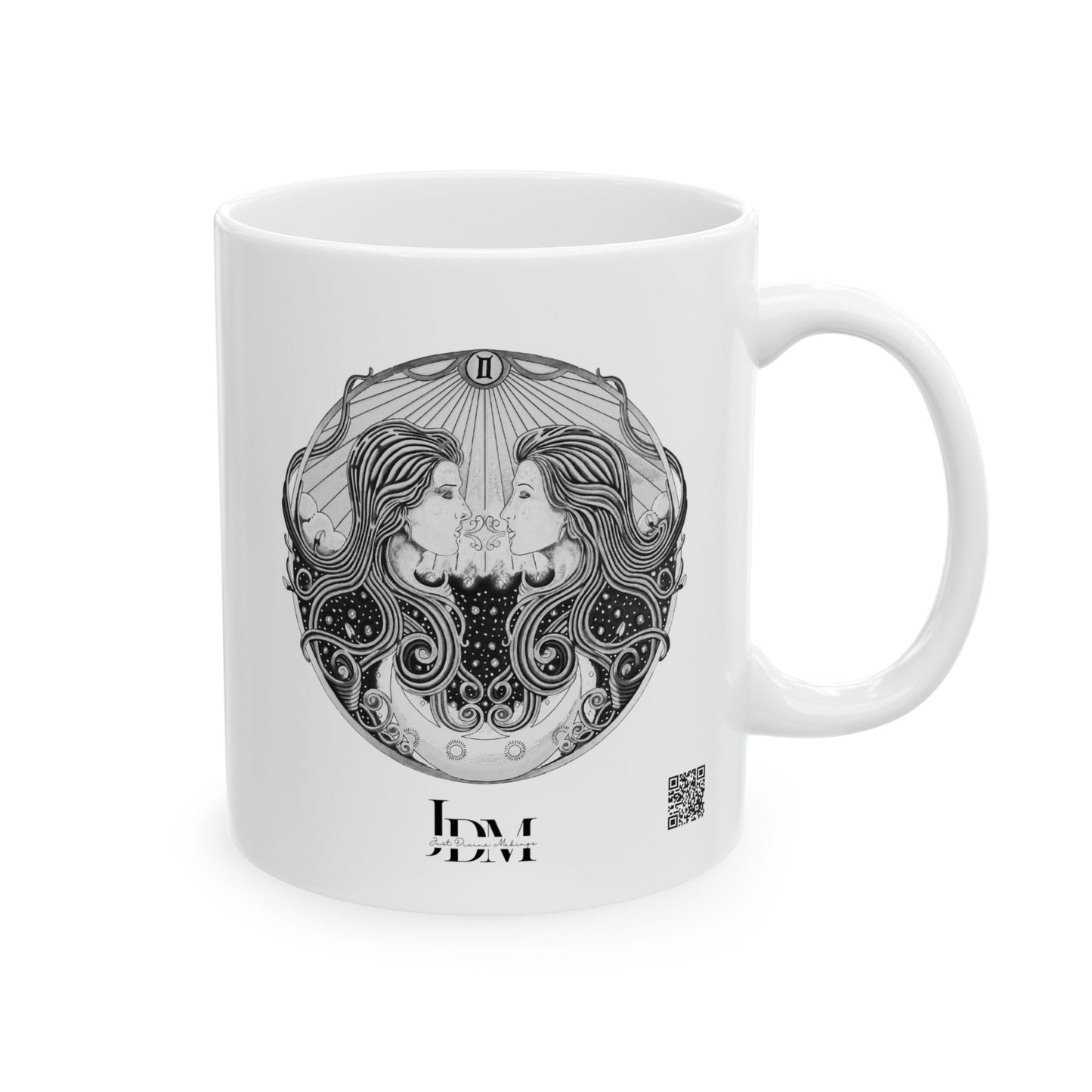 Gemini Zodiac Mug - Hand-Drawn Celestial Design (Non-AI) Universal