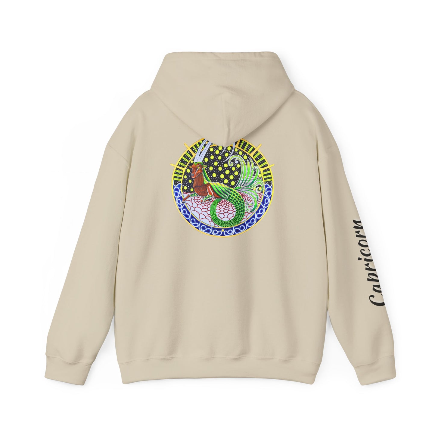 Capricorn Zodiac Hoodie – Hand-Drawn Celestial Design (Non-AI)
