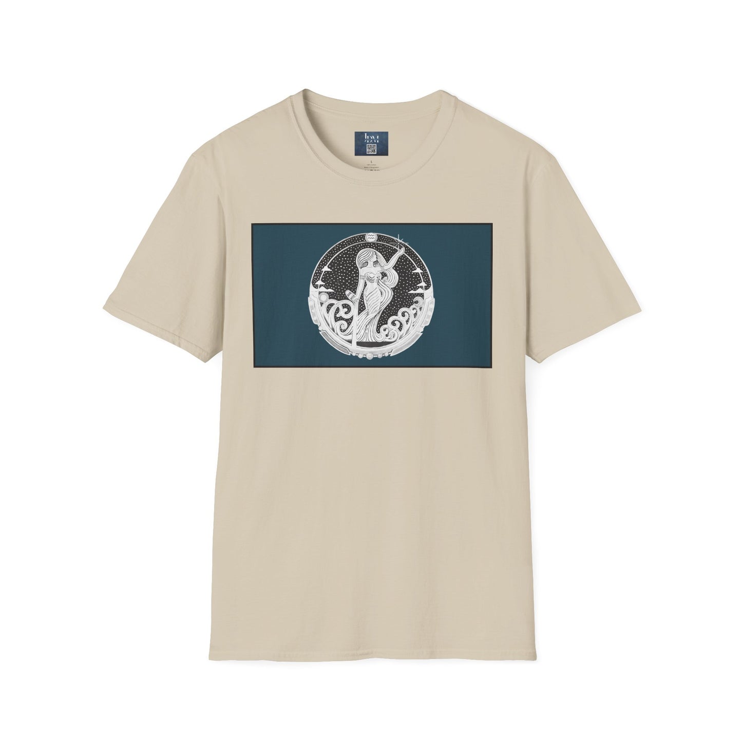 Aquarius Zodiac Crew Neck T-Shirt – Hand-Drawn Celestial Design (Non-AI) Universal