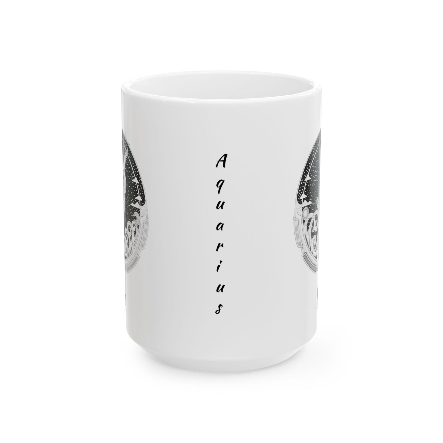 Aquarius Zodiac Mug – Hand-Drawn Celestial Design (Non-AI) Universal